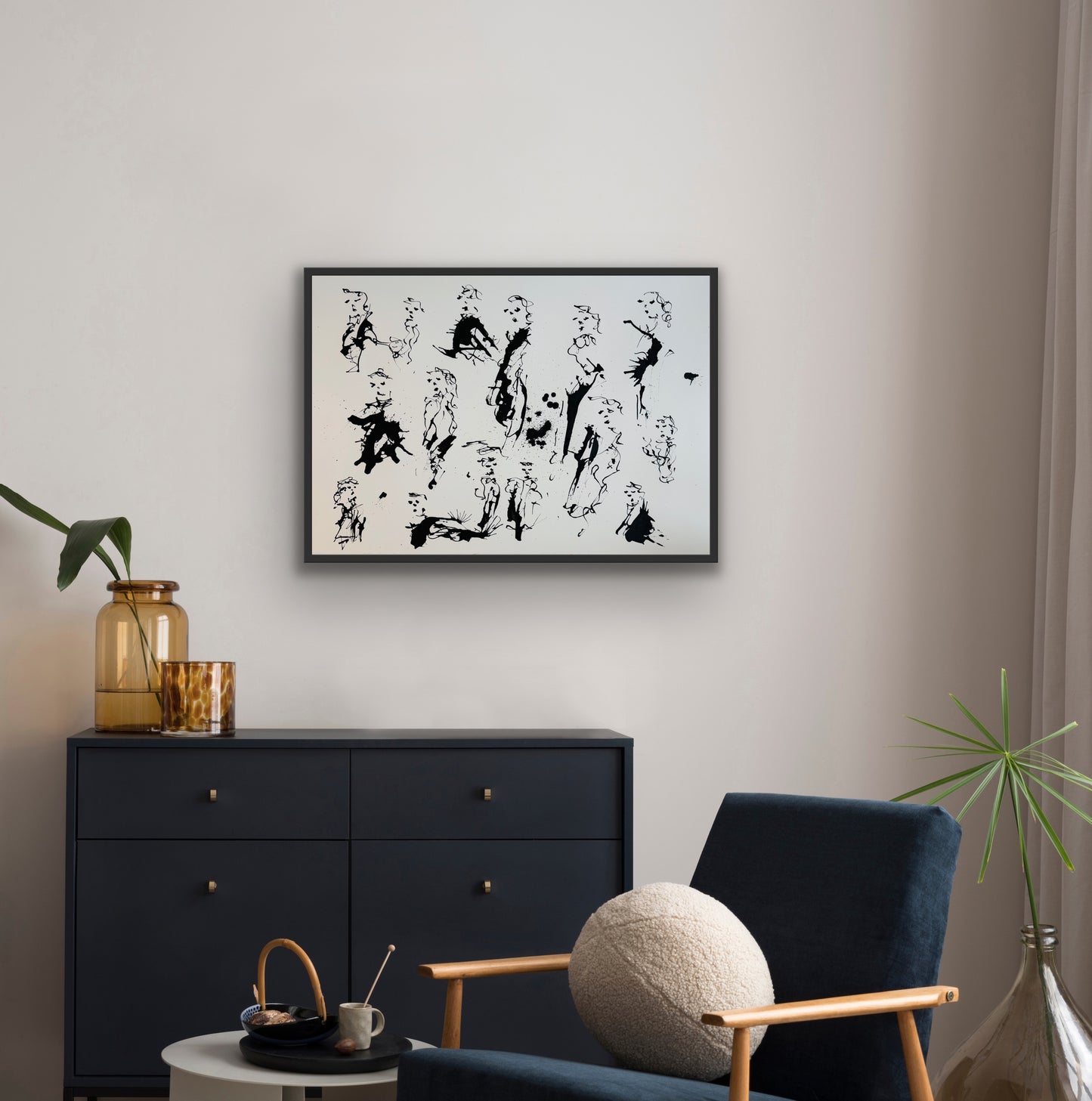 “Krøllede mennesker i blæk” 100x70 cm