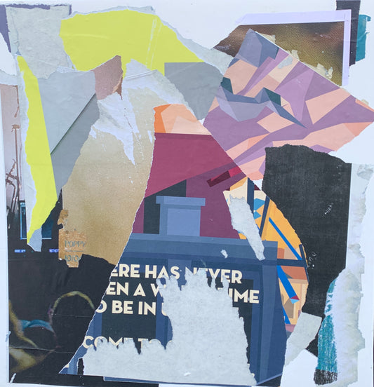 Collage sat sammen med indsamlede plakater fra BRIGHTON. 38x38 cm