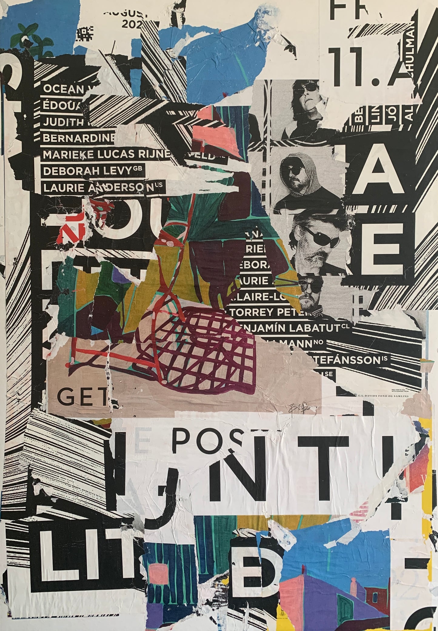 Collage sat sammen med indsamlede plakater fra København. 74x104 cm